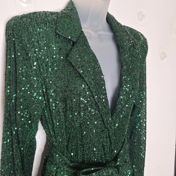 Eloquii Sequin Wide Leg Jumpsuit Emerald Green 16 Swiftie Disco Mermaid Party - Picture 2 of 11